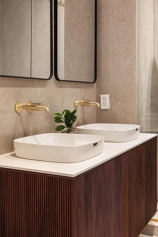28 Herbert St Unit 4C, New York City, NY 11222 - bathroom featuring tile walls and double vanity