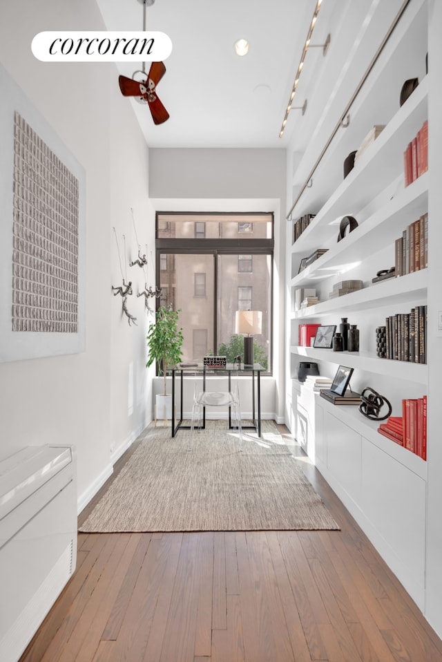 30 W 86th St Unit 2B, New York City, NY 10024 - entrance foyer with a ceiling fan, wood finished floors, and baseboards