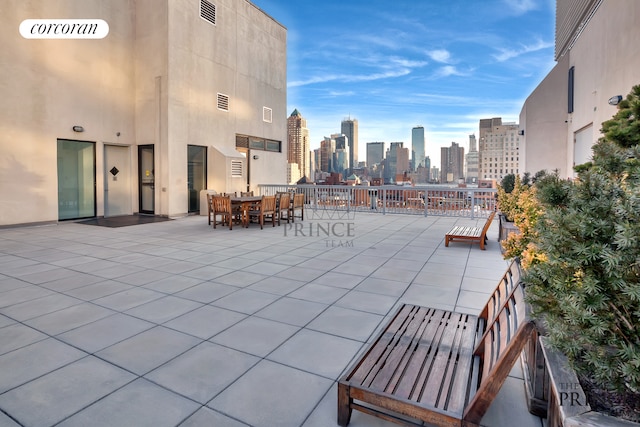 421 W 54th St Unit 4B, New York City, NY 10019 - view of pool with a view of skyline and a patio area