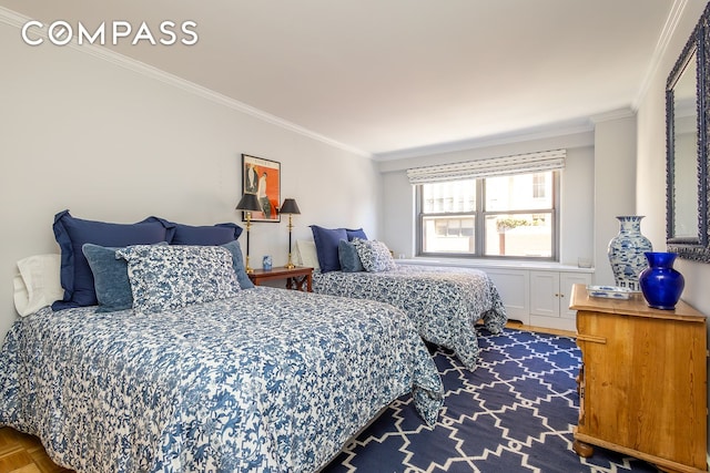 132 E 35th St Unit 7H, New York City, NY 10016 - bedroom featuring ornamental molding