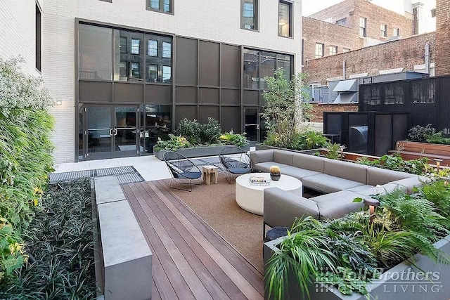 exterior space with outdoor lounge area