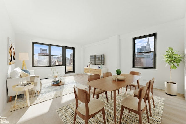 dining area featuring light wood-style floors