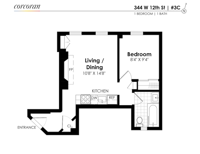 344 W 12th St Unit 3C, New York City, NY 10014 - room layout