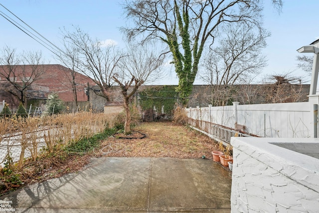 view of yard featuring a patio area and fence