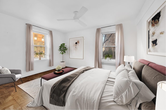210 Congress St Unit 1D, New York City, NY 11201 - bedroom with multiple windows and ceiling fan