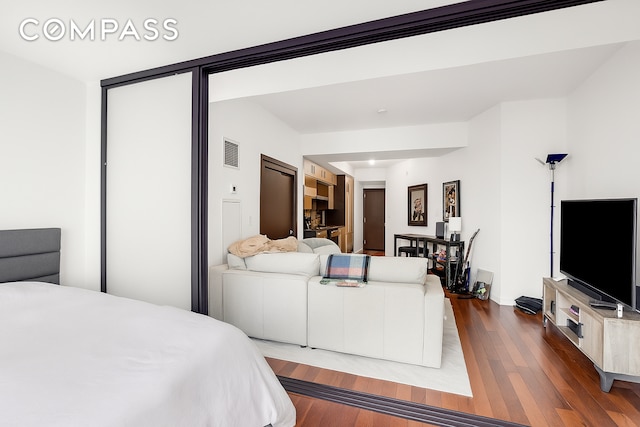150 Myrtle Ave Unit 602, New York City, NY 11201 - bedroom with dark wood-style floors