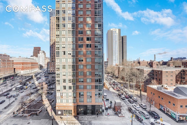 view of building exterior with a view of city