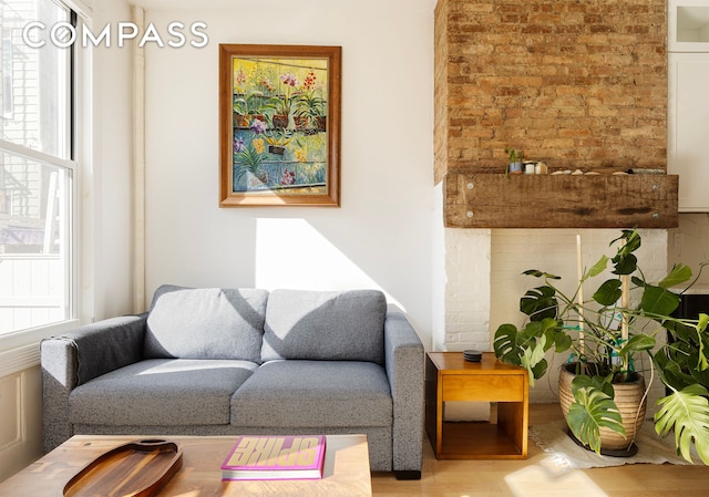 living room with wood finished floors