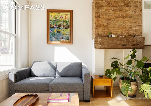 living room with wood finished floors