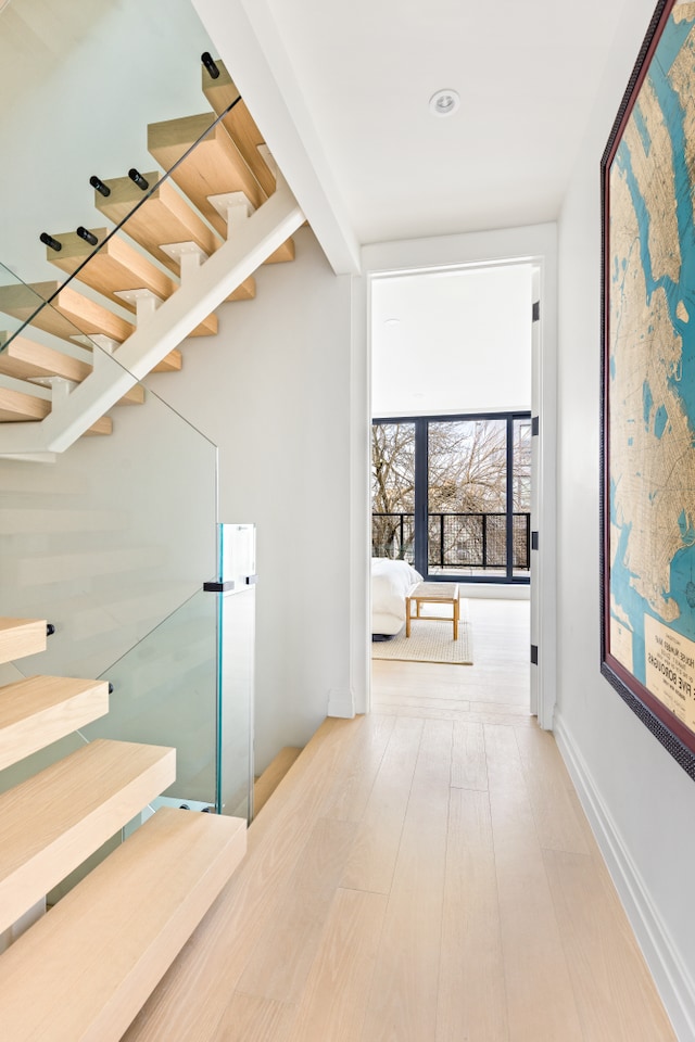96 Coffey St, New York City, NY 11231 - corridor featuring beamed ceiling and wood finished floors