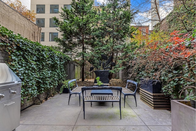 view of patio featuring a fenced backyard