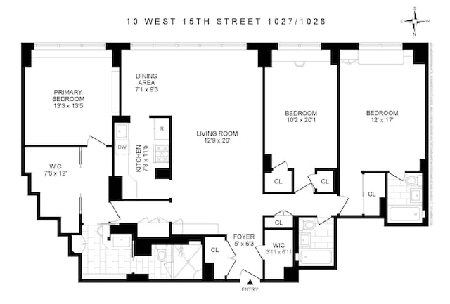 10 W 15th St Unit 1027/1028, New York City, NY 10011 - floor plan / room layout