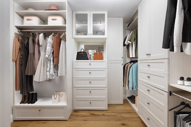 walk in closet featuring light wood finished floors