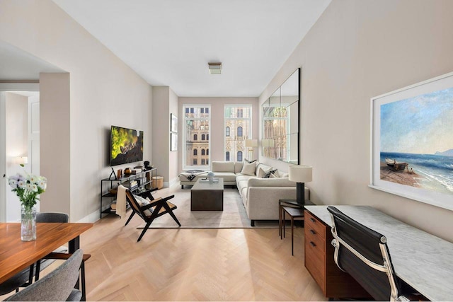30 Park Pl Unit 41-C, New York City, NY 10007 - living room with an office area and baseboards