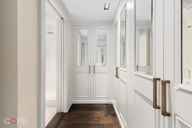 hall featuring dark wood finished floors