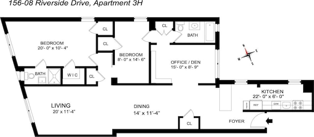 156-08 Riverside Dr W Unit 3H, New York City, NY 10032 - home floor plan