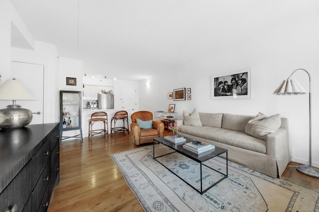 living room featuring light wood-type flooring