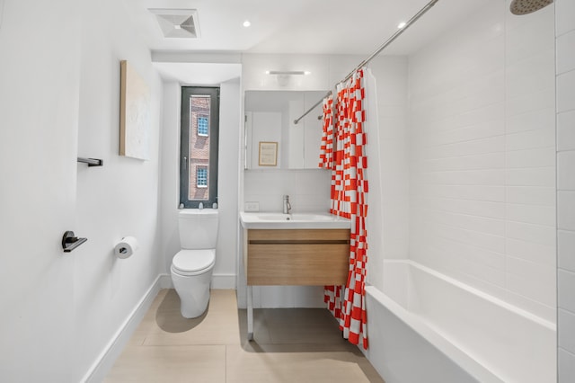 1702 Newkirk Ave Unit 5A, New York City, NY 11226 - bathroom with toilet, vanity, shower / bath combo, baseboards, and tile patterned floors