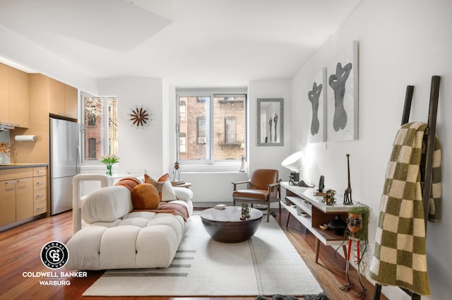 living area featuring light wood-style flooring