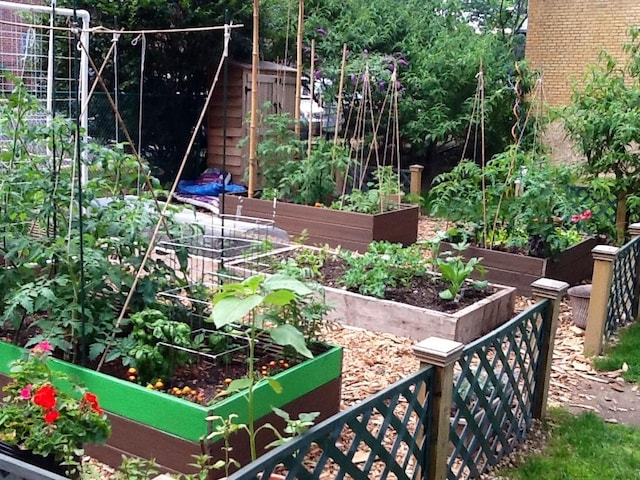 view of yard featuring a garden and fence