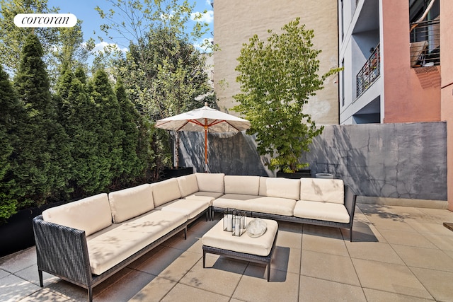 view of patio featuring an outdoor living space