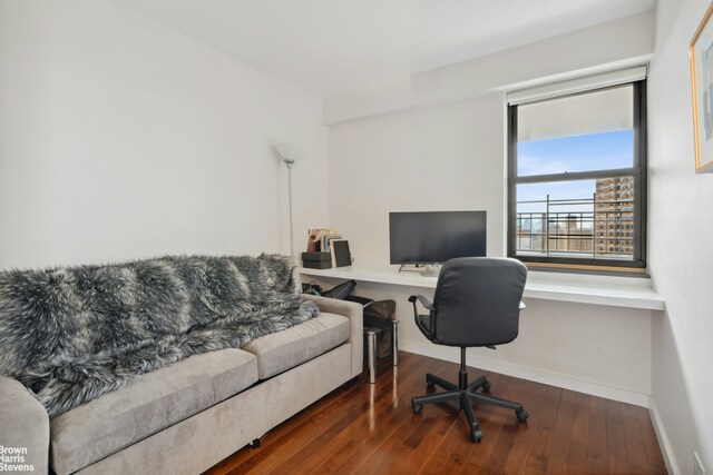 office with baseboards and hardwood / wood-style floors