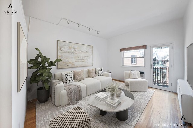 211 Thompson St Unit 4-C, New York City, NY 10012 - living area featuring light wood-type flooring and rail lighting