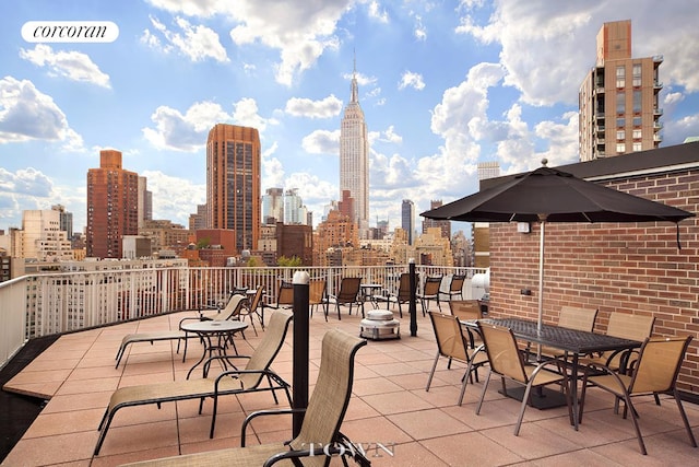 view of patio featuring a view of city