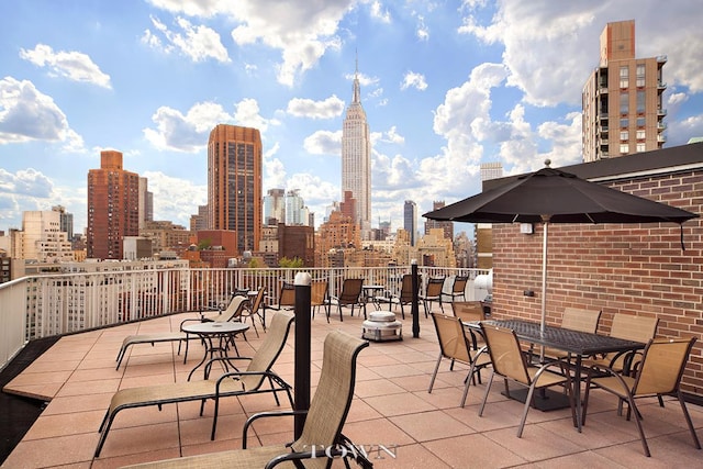 view of patio with a view of city