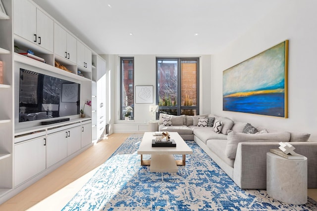 living room with light wood-type flooring