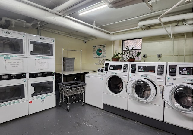 common laundry area with washer and clothes dryer and stacked washer / drying machine