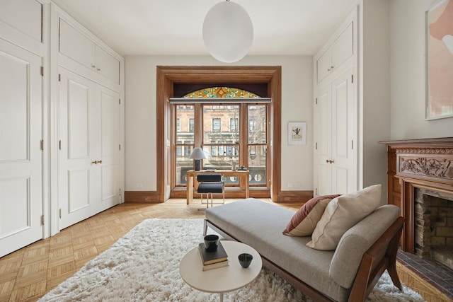 51 W 73rd St, New York City, NY 10023 - sitting room with a premium fireplace and baseboards