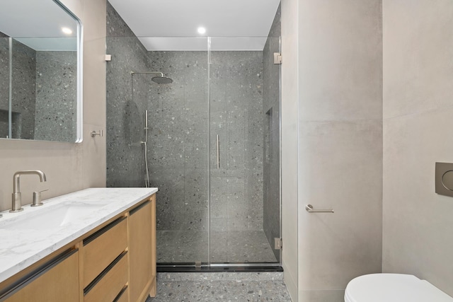 643 Baltic St Unit 2, New York City, NY 11217 - bathroom with toilet, a shower stall, vanity, and recessed lighting