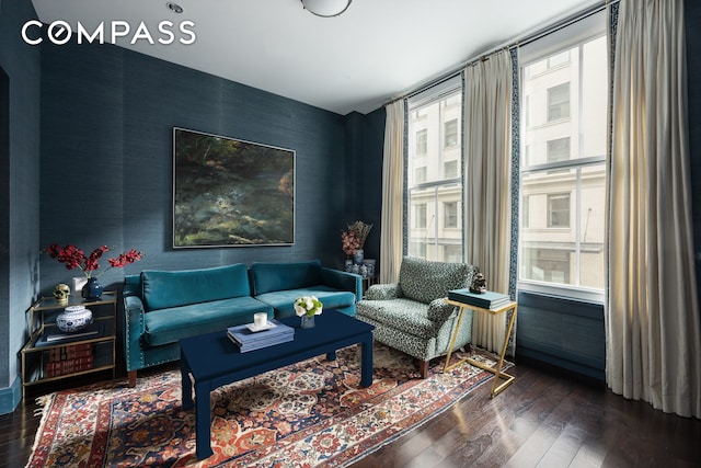 living room with wood-type flooring