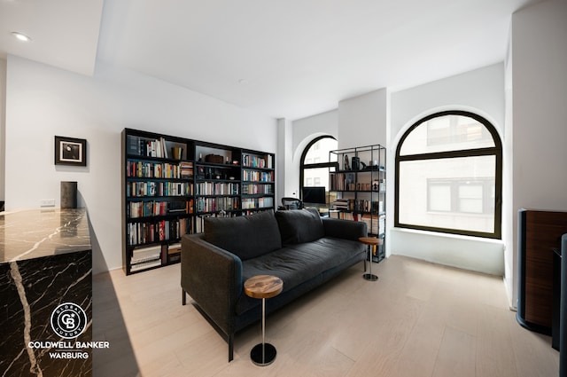 sitting room featuring light wood-type flooring