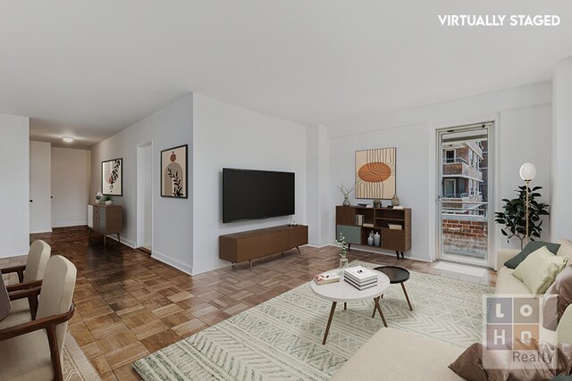 living area with baseboards