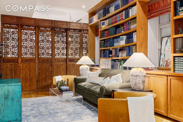 living area with wood finished floors