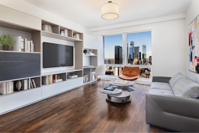 living area featuring hardwood / wood-style flooring