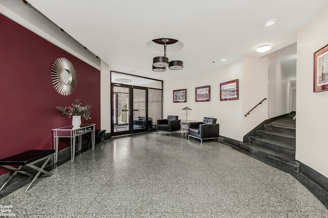 common area with stairs
