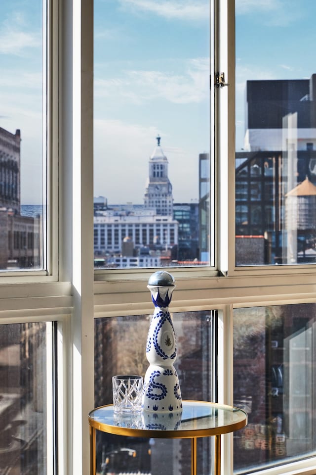 interior details with a city view