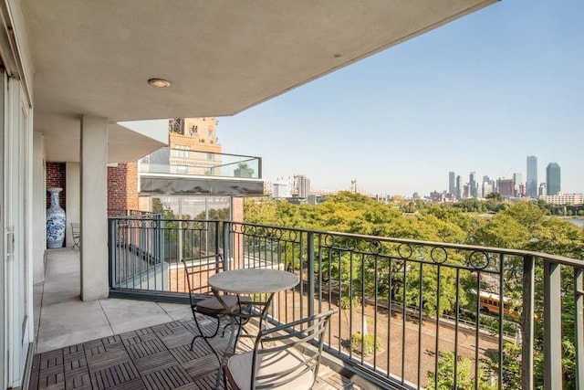 balcony with a view of city