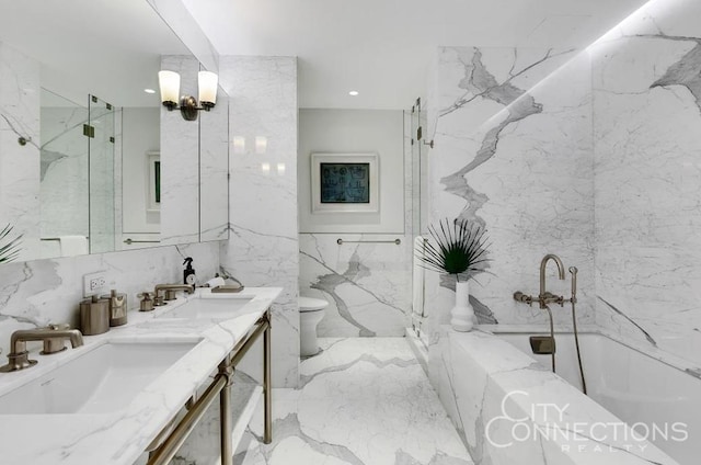 15 W 63rd St Unit 21-A, New York City, NY 10023 - full bath with toilet, a tub to relax in, double vanity, and a sink