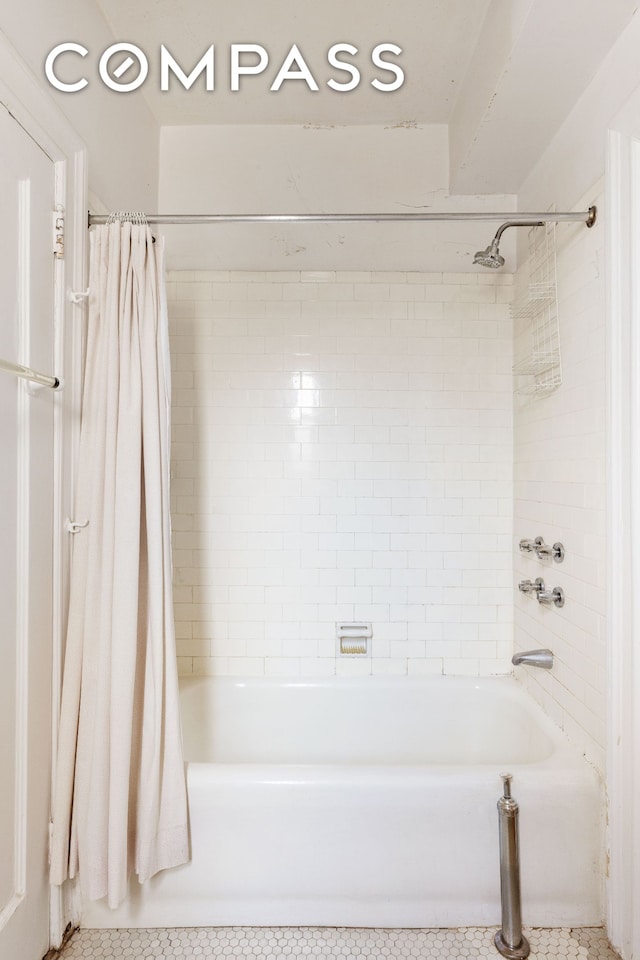20 W 77th St Unit 15A, New York City, NY 10024 - full bath with shower / tub combo with curtain and tile patterned floors