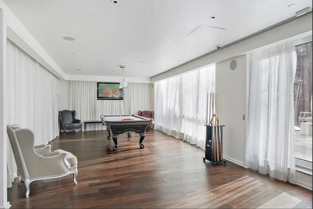 game room featuring billiards and wood finished floors