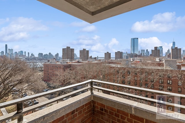 balcony featuring a view of city