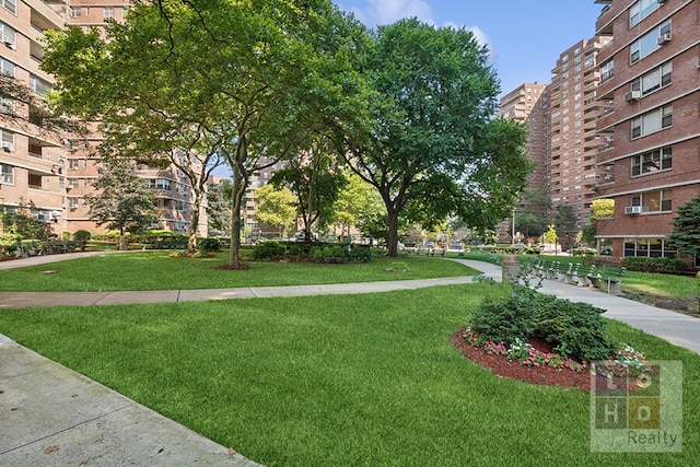 view of home's community with a lawn