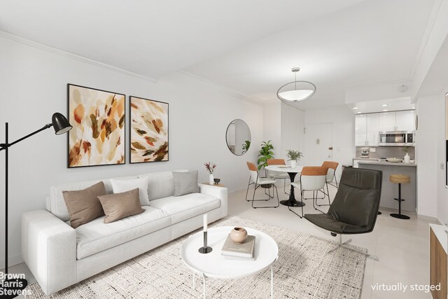 305 E 40th St Unit 18H, New York City, NY 10017 - living area with ornamental molding and baseboards