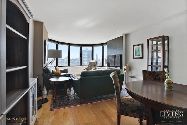 living area featuring light wood-type flooring