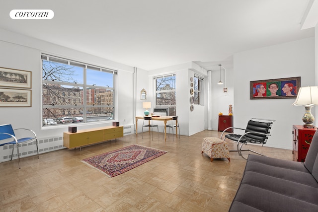 living room featuring visible vents