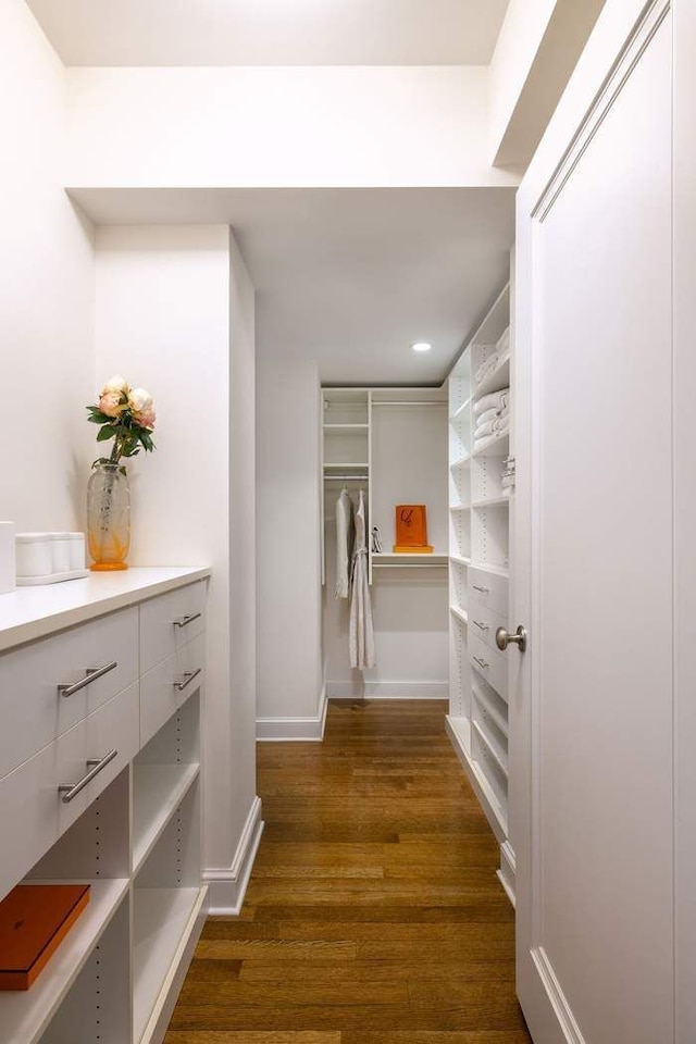 530 Park Ave Unit 5A, New York City, NY 10065 - hallway with recessed lighting, baseboards, and dark wood-type flooring